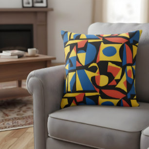 Geometric design inspired by Picasso's sunflowers Throw Pillow