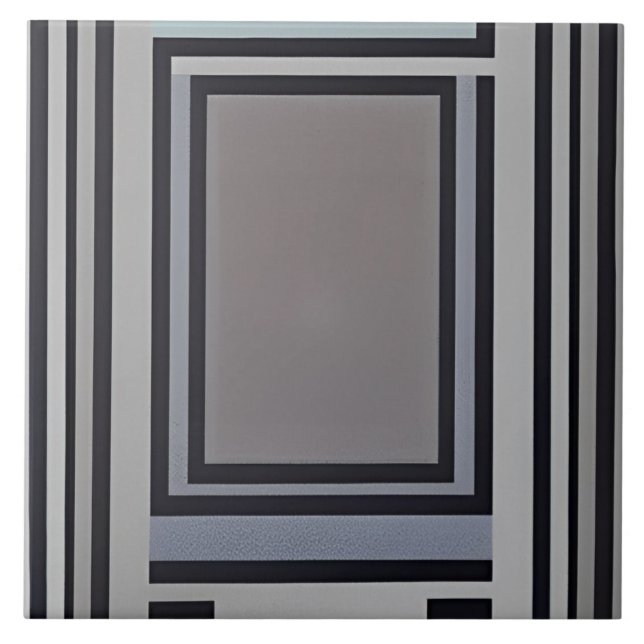 Geometric design interlocking rectangles ceramic tile (Front)