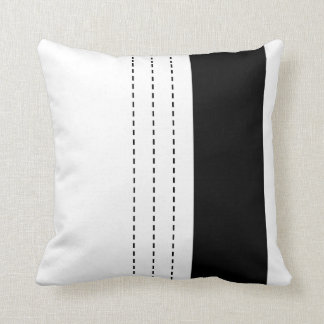 Geometric Design Line Dash Pattern Black and White Throw Pillow