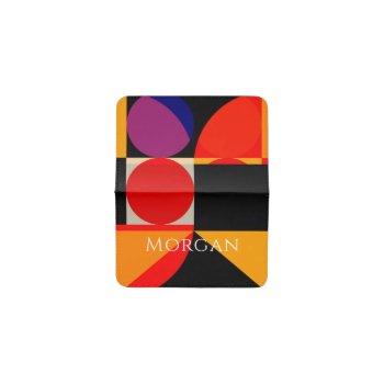 Geometric Design  Name  Red  Black  Yellow Purple Card Holder by Lake_Mist at Zazzle