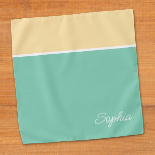 Geometric Design, Pale Yellow & Teal, Script Name Bandana