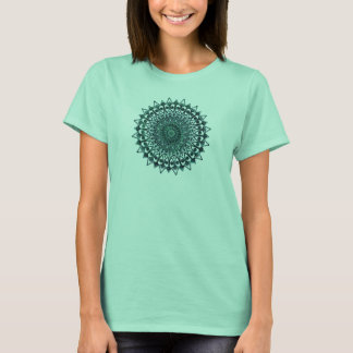 Geometric Design w/ Aqua Blues & Greens on Purple T-Shirt