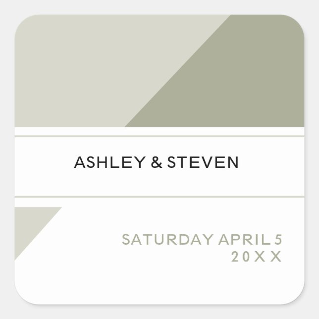 Geometric Design Wedding Favor Square Sticker (Front)