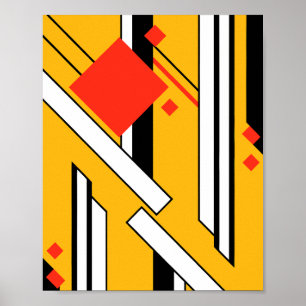 Geometric Design with Bold Lines & Red Diamonds Poster