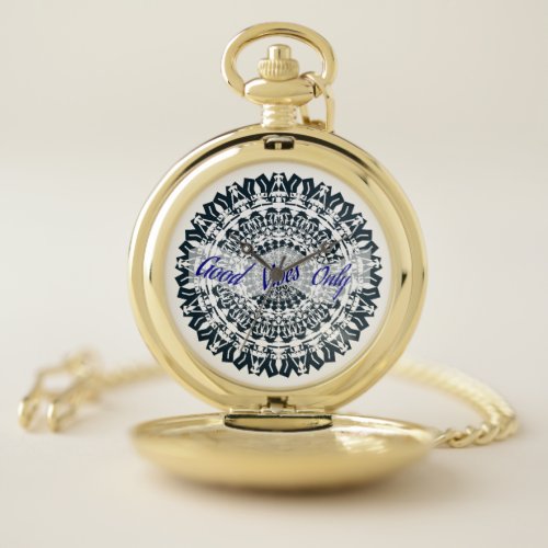 Geometric Design with Quote  Pocket Watch