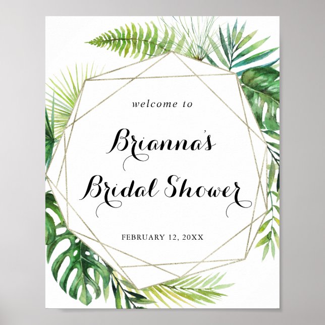 Geometric Destination Bridal Shower Welcome Poster (Front)