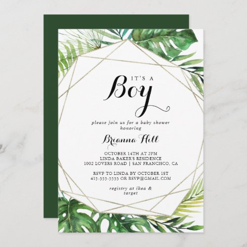 Geometric Destination Its A Boy Baby Shower Invitation