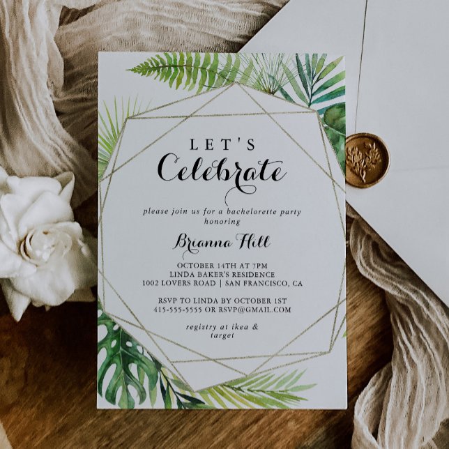 Geometric Destination Let's Celebrate Party Invitation (Creator Uploaded)