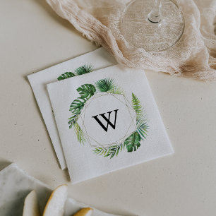 Geometric Destination Monogram Wedding Napkin