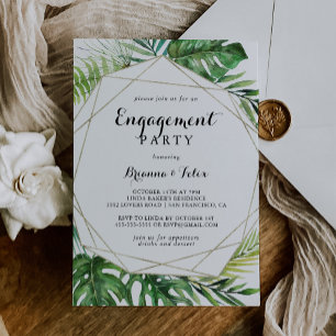 Geometric Destination Tropical Engagement Party Invitation
