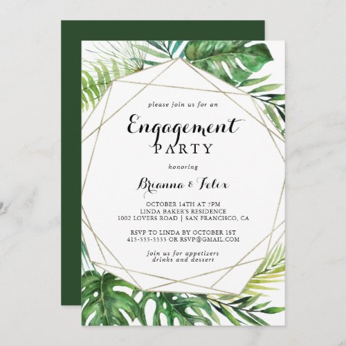 Geometric Destination Tropical Engagement Party Invitation