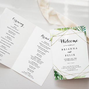 Geometric Destination Tropical Folded Wedding Program