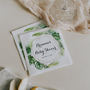 Geometric Destination Tropical Green Baby Shower Napkins