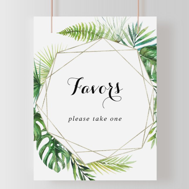 Geometric Destination Tropical Green Favors Sign (Creator Uploaded)