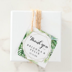 Geometric Destination Tropical Greenery Wedding Favor Tags
