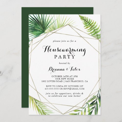 Geometric Destination Tropical Housewarming Party Invitation