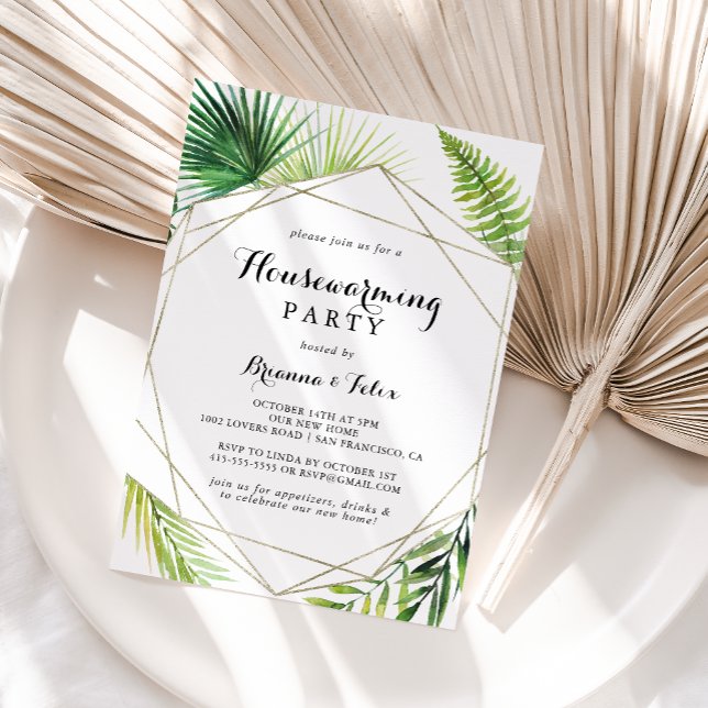 Geometric Destination Tropical Housewarming Party Invitation (Creator Uploaded)