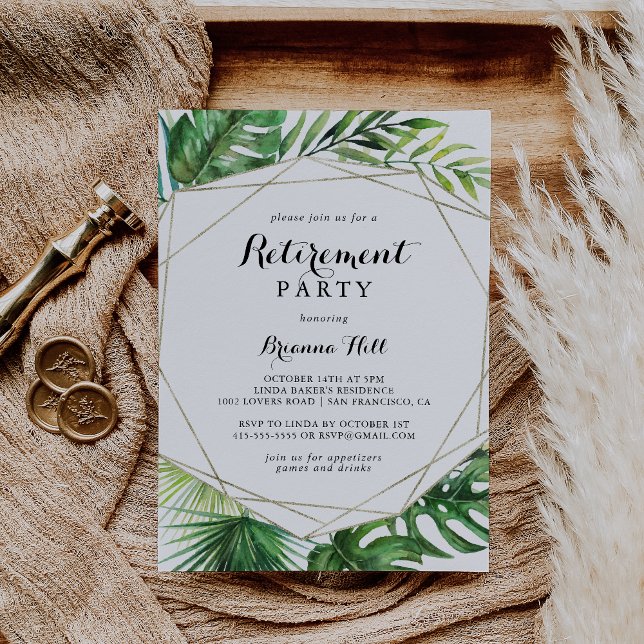Geometric Destination Tropical Retirement Party Invitation (Creator Uploaded)