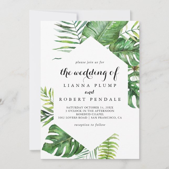 Geometric Destination Tropical The Wedding Of Invitation (Front)