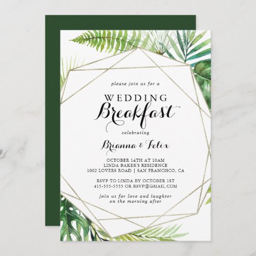 Geometric Destination Tropical Wedding Breakfast Invitation