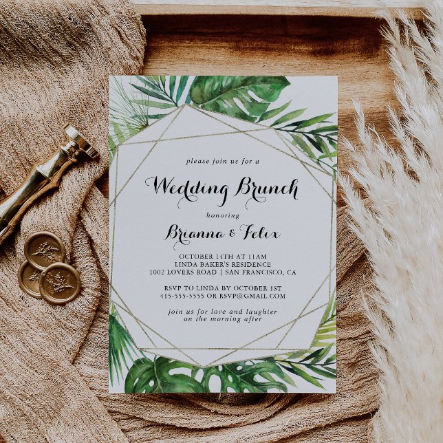 Geometric Destination Tropical Wedding Brunch Invitation (Creator Uploaded)