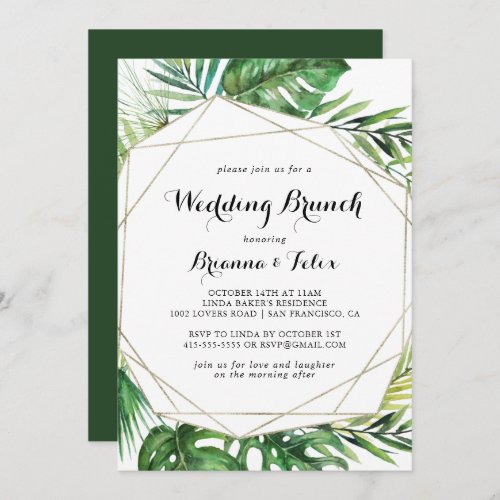 Geometric Destination Tropical Wedding Brunch Invitation