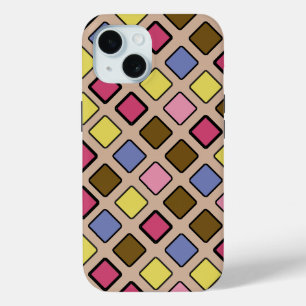 Geometric Diagonal Tiles on any Color iPhone 15 Case