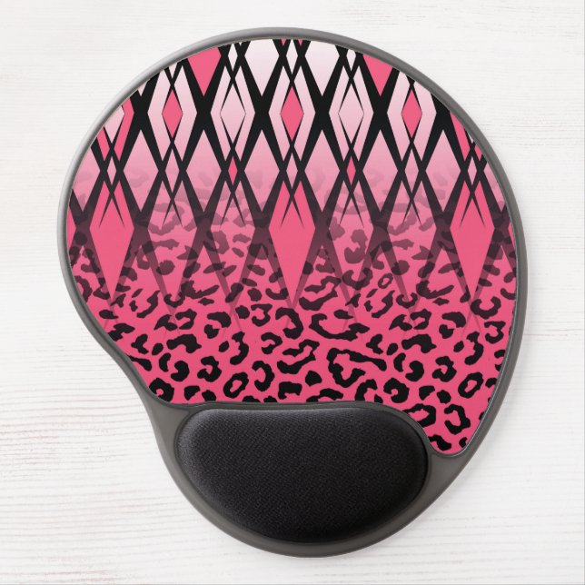 geometric diamond chevron zigzag leopard print gel mouse pad (Front)