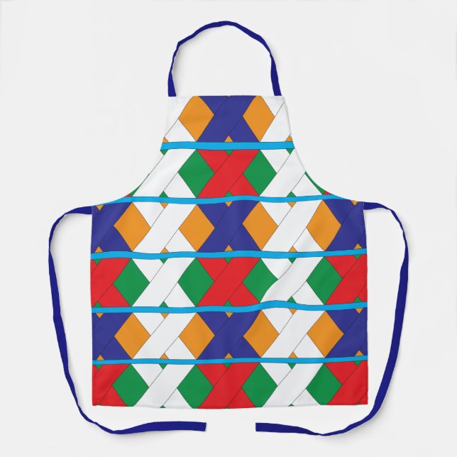 Geometric Diamond Colorful Decorative Pattern Apron (Front)