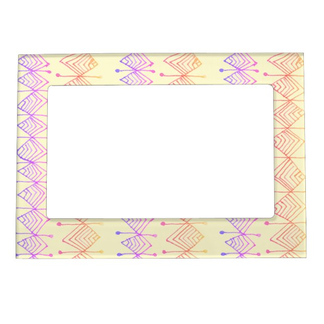 Geometric Diamond Colorful Prisms Boho Purple Gold Magnetic Frame (Front)