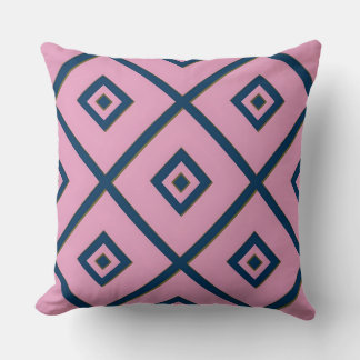 Geometric Diamond Grid Pattern Throw Pillow