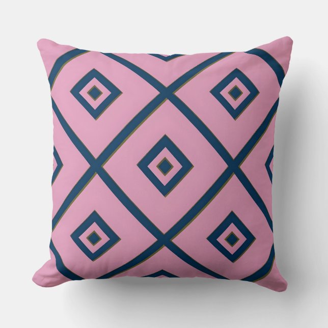 Geometric Diamond Grid Pattern Throw Pillow (Front)