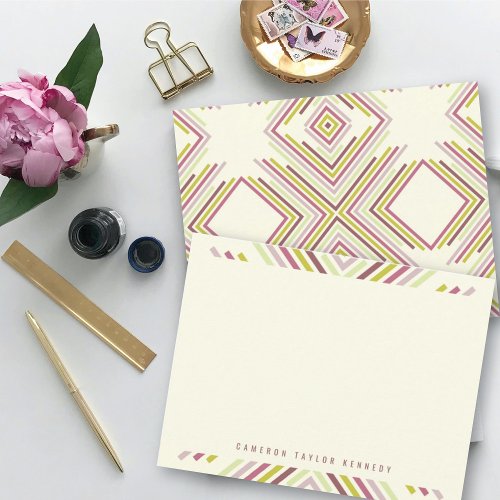 Geometric Diamond Mod Stripes Modern Graduation Thank You Card