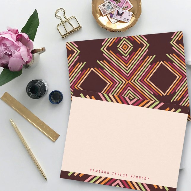 Geometric Diamond Mod Stripes Modern Graduation Thank You Card (Creator Uploaded)