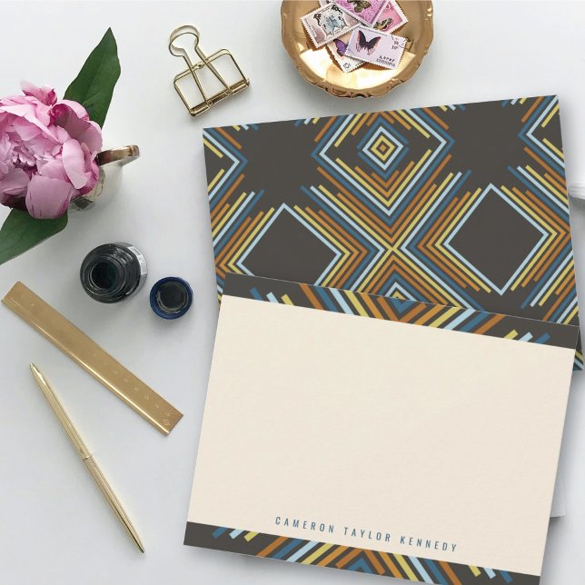 Geometric Diamond Mod Stripes Modern Graduation Thank You Card (Creator Uploaded)