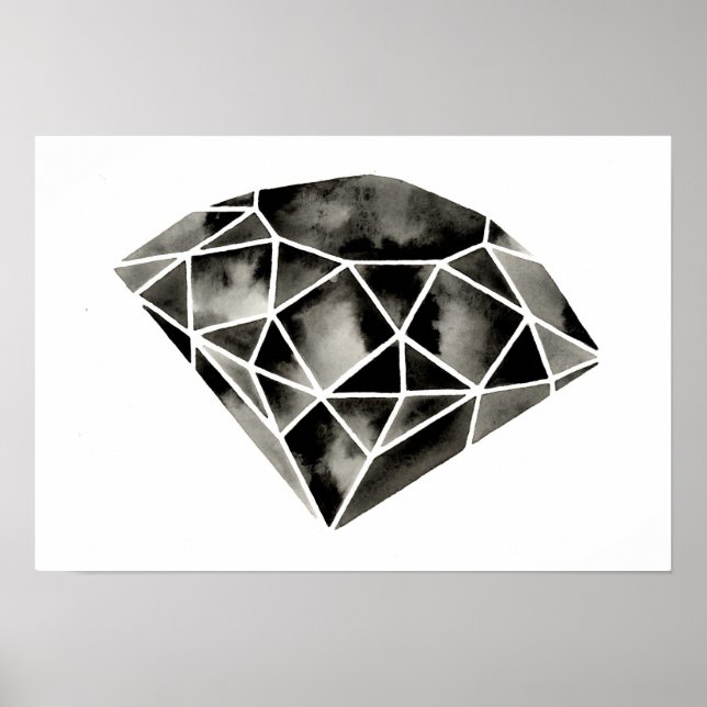 Geometric Diamond . Original Print . Black White (Front)