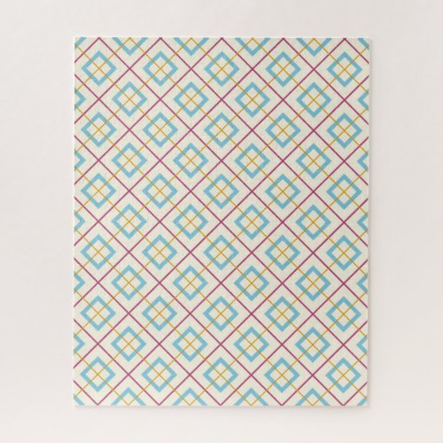 Geometric Diamond Pattern Pastel Pink and Blue Jigsaw Puzzle