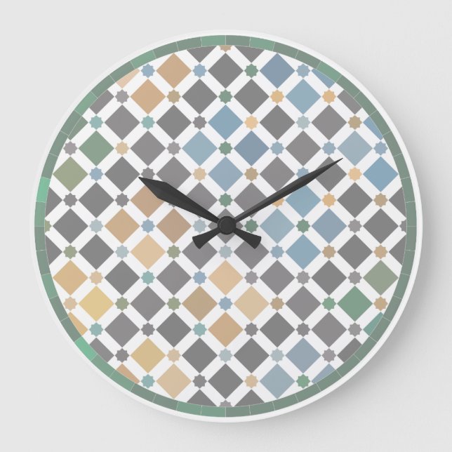 Geometric Diamond Pattern Wall Clock – Modern Alha (Front)