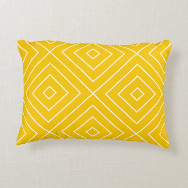 Geometric Diamond Pattern Yellow Throw Pillow (Back)