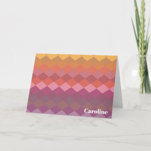 Geometric Diamond Shapes in Muted Colors with Name Card