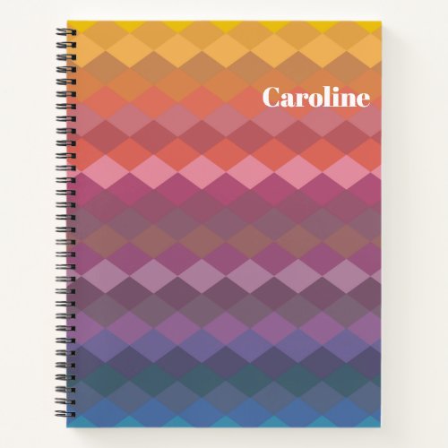 Geometric Diamond Shapes in Muted Colors with Name Notebook