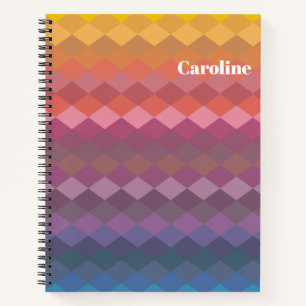 Geometric Diamond Shapes in Muted Colors with Name Notebook