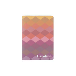 Geometric Diamond Shapes in Muted Colors with Name Passport Holder