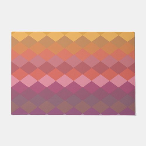Geometric Diamond Shapes in Muted Rainbow Colors Doormat
