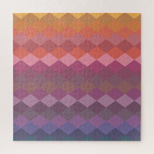 Geometric Diamond Shapes in Muted Rainbow Colors Jigsaw Puzzle