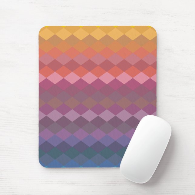 Geometric Diamond Shapes in Muted Rainbow Colors Mouse Pad (With Mouse)