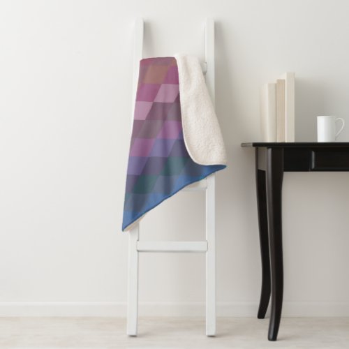 Geometric Diamond Shapes in Muted Rainbow Colors Sherpa Blanket