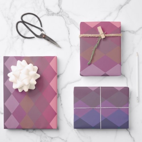 Geometric Diamond Shapes in Muted Rainbow Colors Wrapping Paper Sheets