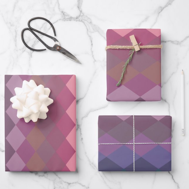 Geometric Diamond Shapes in Muted Rainbow Colors Wrapping Paper Sheets
