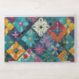 Geometric Diamonds And Gems Floral Teal HP Laptop Skin